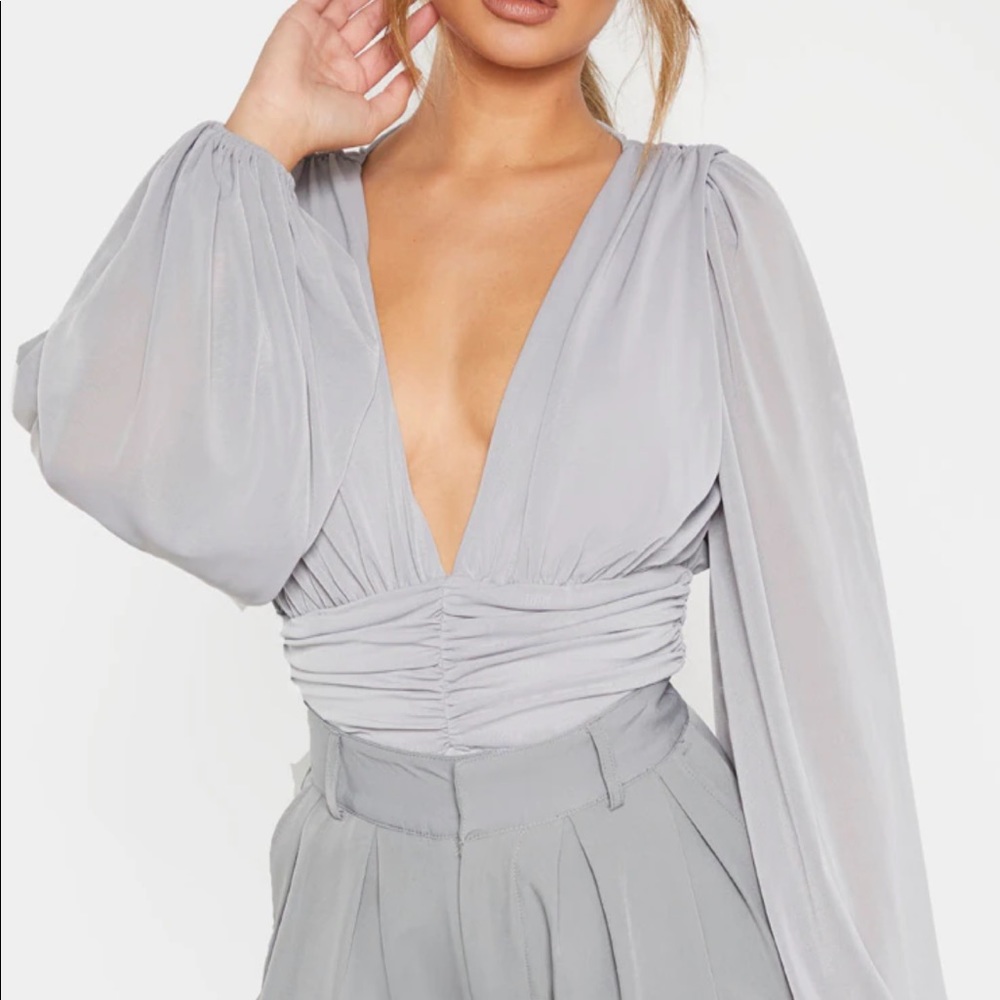Grey mesh bodysuit